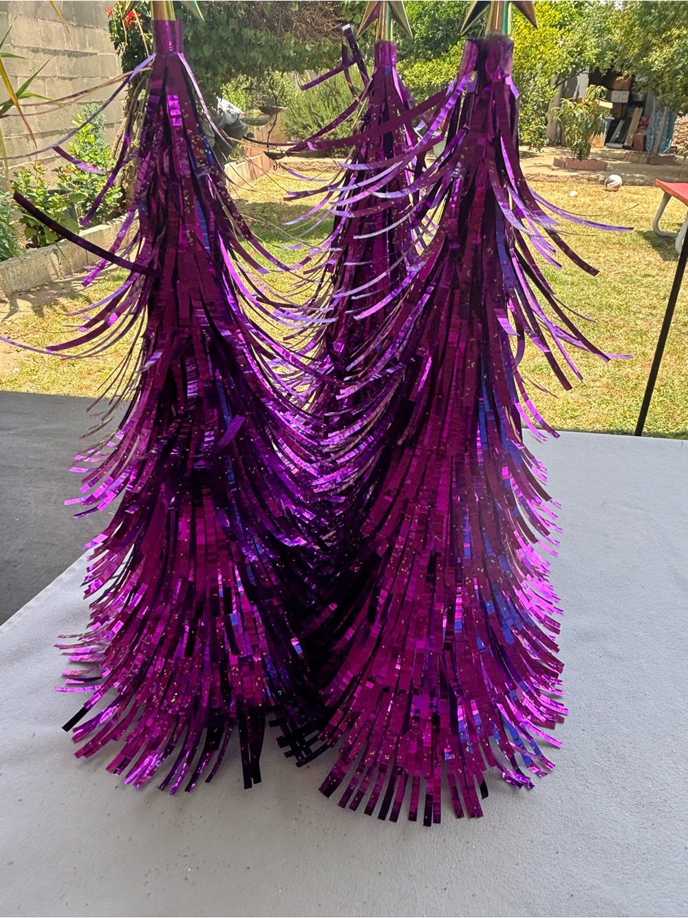 Purple Metallic Tinsel Party Tree Decorations - Home Party Supplies